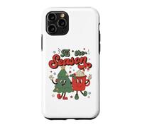 Custodia per iPhone 11 Pro Vintage Christmas Tis The Season Christmas Tree Coffee Latte