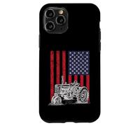 Custodia per iPhone 11 Pro Vintage Farming Tractor American Flag Patriotic
