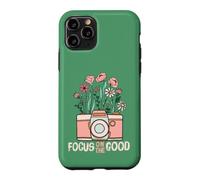 Custodia per iPhone 11 Pro Vintage Focus On The Good Wildflower Camera Happy Thoughts