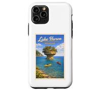 Custodia per iPhone 11 Pro Vintage Lago Huron Rapa Roccia Michigan MI Arte Grandi Laghi