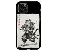 Custodia per iPhone 11 Pro Vintage Samurai Cat Japanese Sumi-e Ink Feline Arti Marziali