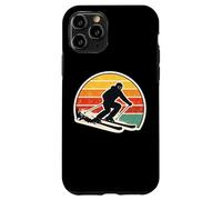 Custodia per iPhone 11 Pro Vintage Tramonto Sciatore Silhouette Retro Sci Amante Arte
