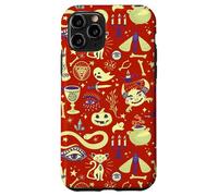 Custodia per iPhone 11 Pro Vintage Witchy Halloween Pattern Boho Spooky Tarocchi Design