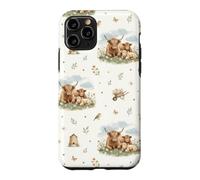 Custodia per iPhone 11 Pro Vitelli di bestiame delle Highland Cottagecore Campagna Farm Life