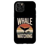 Custodia per iPhone 11 Pro Whale Watching Retro Oceano Tramonto Barca Scena