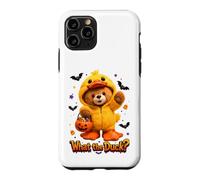Custodia per iPhone 11 Pro What The Duck Halloween Teddy Bear Wearing Yeallow Duck