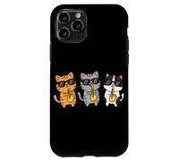 Custodia per iPhone 11 Pro Whimsical Feline Saxophonist Group Jazz Cat Aesthetic