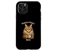 Custodia per iPhone 11 Pro Whiskers and Whisky Neat Cat Lovers Drink Design