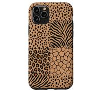 Custodia per iPhone 11 Pro Wild Safari Animal Patchwork Beige Pattern Collage