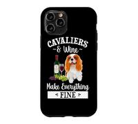Custodia per iPhone 11 Pro Wine Makes Everything Fine Cavalier King Charles Spaniel Dog