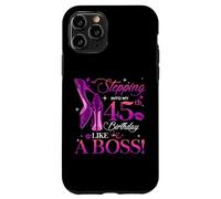 Custodia per iPhone 11 Pro Womens Stepping Into My 45th Birthday 45 Year Old Bday Queen
