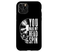 Custodia per iPhone 11 Pro You Make My Head Spin, teschio gotico da collezione di dischi vintage