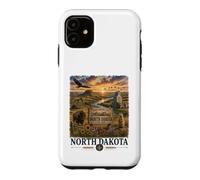 Custodia per iPhone 11 Progettazione di viaggi del paesaggio della prateria dell'acquerello del Nord Dakota