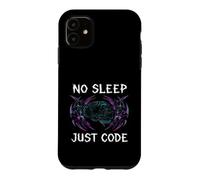 Custodia per iPhone 11 Programmer Hacker No Sleep Just Code Cyberpunk Brain