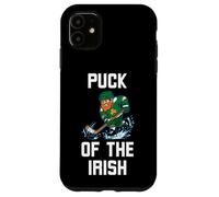 Custodia per iPhone 11 Puck of the Irish Leprechaun Hockey St Patricks Day Divertente