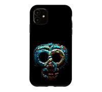 Custodia per iPhone 11 Quetzalcoatl Maschera Azteca Mosaico Turchese