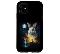 Custodia per iPhone 11 Rabbit Howling to The Moon Vintage Funny Rabbit