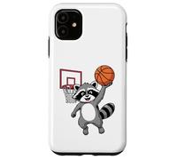 Custodia per iPhone 11 Raccoon Playing Sports Wild Animal Raccoon Basketball