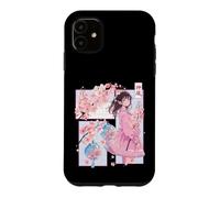Custodia per iPhone 11 Ragazza anime, Comic Core in stile manga, Vento divino, Kanji Shodo