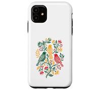 Custodia per iPhone 11 Rasta Reggae Roots Three Birds Jamaica Folk Art Floral