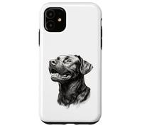 Custodia per iPhone 11 Realistico Black Labrador Dog Sketch Art