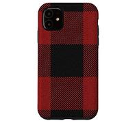 Custodia per iPhone 11 Red Buffalo Design Christmas Decor Plaid Pattern
