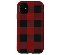 Custodia per iPhone 11 Red Buffalo Design Christmas Decor Plaid Pattern