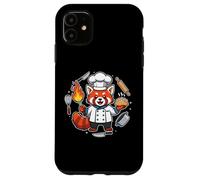 Custodia per iPhone 11 Red Panda Chef Mascotte Cooking Graphic