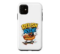 Custodia per iPhone 11 Relish The Ride - Divertente skateboarder con hot dog