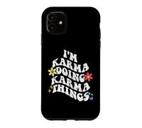 Custodia per iPhone 11 Retro Groovy Im KARMA Doing KARMA Things Divertente Festa della mamma