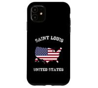 Custodia per iPhone 11 Retro Saint Louis Stati Uniti Distressed USA bandiera