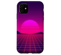 Custodia per iPhone 11 Retro Sunset Horizon Minimal Synthwave Paesaggio