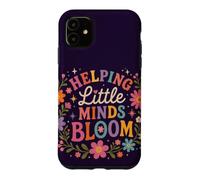 Custodia per iPhone 11 Retro Teacher Helping Little Minds Bloom Floral Citazione