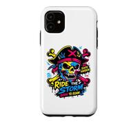 Custodia per iPhone 11 Ride The Storm, Pirate Skull Storm Adventure Graphic