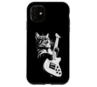 Custodia per iPhone 11 Rock Cat Playing Guitar - Funny Guitar Cat