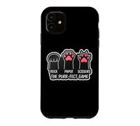 Custodia per iPhone 11 Rock Paper Scissors The Purr-fect Gioco Amante del Gatto