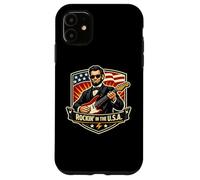 Custodia per iPhone 11 Rockin negli Stati Uniti Presidente Guitar American Independence Day