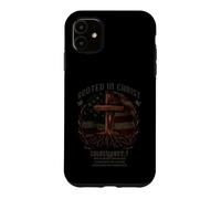 Custodia per iPhone 11 Rooted in Christ Cross Shirt Christian Tee for Men