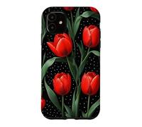 Custodia per iPhone 11 Rose rosse Midnight Darkness Fiori Floreale