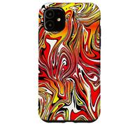 Custodia per iPhone 11 Rosso Giallo Bianco Nero Fiamma Astratto Design Colorato