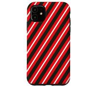 Custodia per iPhone 11 Rosso Nero Bianco Linee Diagonali Strisce Geometriche