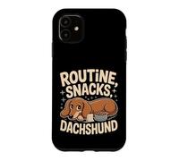 Custodia per iPhone 11 Routine Snacks Dachshund slogan buffo bassotto