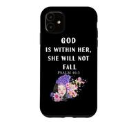 Custodia per iPhone 11 Salmo 46:5 Dio è dentro di lei, non cadrà amante della Bibbia