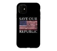 Custodia per iPhone 11 SALVA LA NOSTRA REPUBBLICA BANDIERA USA STATI UNITI ORGOGLIO AMERICANO