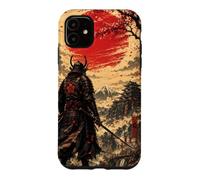 Custodia per iPhone 11 Samurai all'alba sotto il sole cremisi