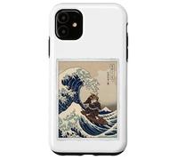 Custodia per iPhone 11 Samurai Cat Surf La Grande Onda Off Kanagawa Ukiyo-e Art