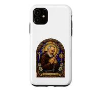 Custodia per iPhone 11 San Padre Pio Cattolico Devozionale Gotico Mosaico Icona Arte