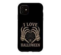 Custodia per iPhone 11 Scheletro Mani Cuore I Love Halloween Spider Costume