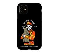 Custodia per iPhone 11 Scheletro pompiere divertente I'm Here To Save Your Kitty