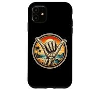 Custodia per iPhone 11 Scheletro Shaka gesto della mano Vintage Surfing Surfer Surf Fan